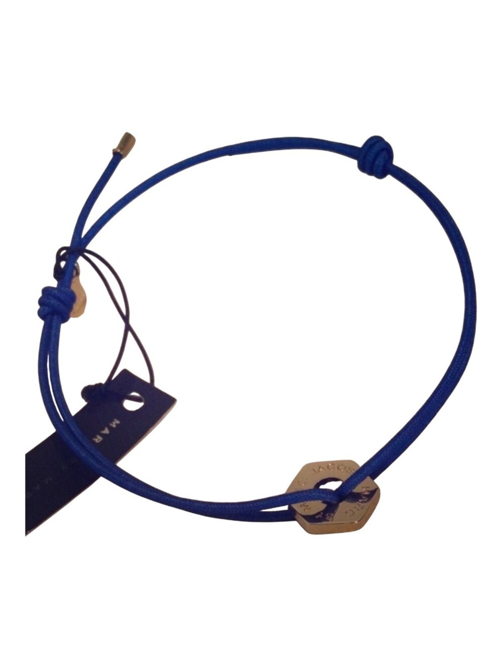 NWT Marc Jacobs String Friendship Bracelet Blue With Gold Colored Bolt Hardware